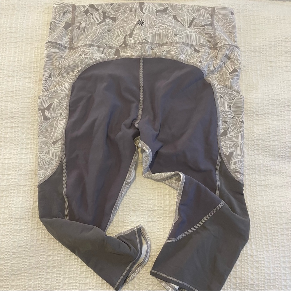 Grey Palm Cropped Athleta Leggings